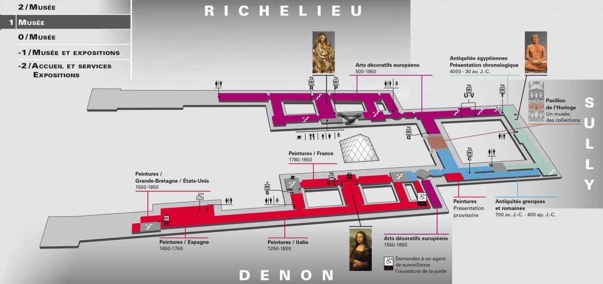 ਨਕਸ਼ਾ ਦੇ Louvre ਮਿਊਜ਼ੀਅਮ ਦਾ ਪੱਧਰ 1